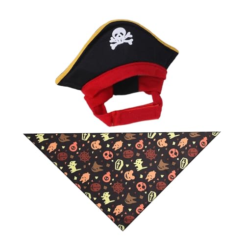 Folpus Katzenpiratenkostüm, Haustierkleidung, Mütze und Dreieckstuch, Halloween-Katzenbekleidung, Haustierkostüm Folpus Katzenpiratenkostüm, Haustierkleidung, Mütze und Dreieckstuch, Halloween-Katzenbekleidung, Haustierkostüm von Folpus