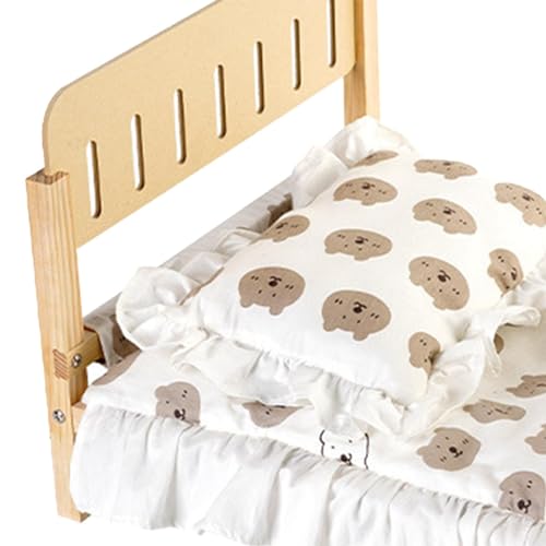 Folpus Katzenschlafbett mit Kissen- und Kissenset, erhöhtes Haustierbett, Welpenrahmenbett für Kleintiere von Folpus