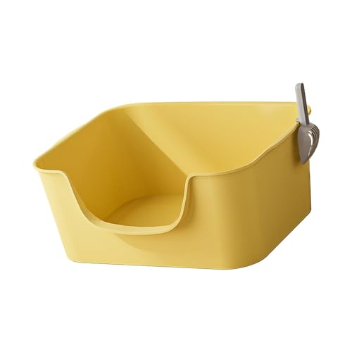 Folpus Katzentoilette, Kätzchentoilette, Haustiertoilette, einfach zu bedienende Katzentoilette, Sandkasten, Kätzchentoilette für das Wohnzimmer im Haushalt, Gelb von Folpus