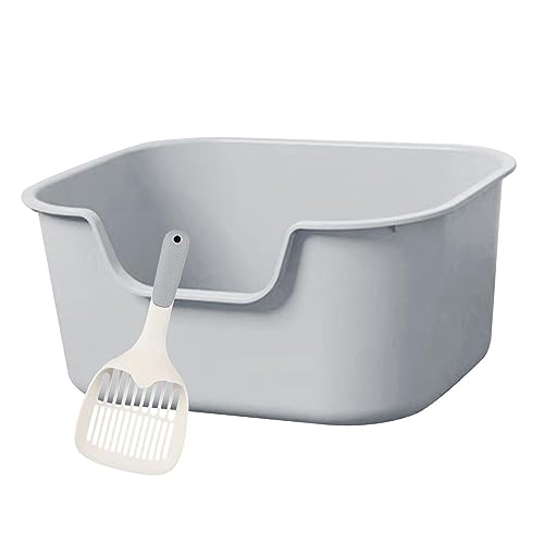 Folpus Katzentoilette, Oben offen, Haustiertoilette, großräumige Bettpfanne, langlebig, mit hoher Seite, Katzentoilette für Hauskatzen, leicht zu reinigen, GRAU Folpus Katzentoilette, Oben offen, Haustiertoilette, großräumige Bettpfanne, langlebig, mit hoher Seite, Katzentoilette für Hauskatzen, leicht zu reinigen, GRAU von Folpus