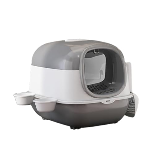 Folpus Katzentoilette mit Haube, geschlossene Katzentoilette mit Katzennäpfen, Sandkasten, große Katzentoilette, Wiederverwendbare Katzentoilette für, grau Folpus Katzentoilette mit Haube, geschlossene Katzentoilette mit Katzennäpfen, Sandkasten, große Katzentoilette, Wiederverwendbare Katzentoilette für, grau von Folpus