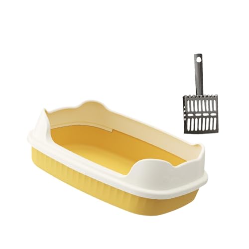 Folpus Katzentoilette, mit Schaufel, Oben offen, ohne Deckel, Katzenstreu-Sandkasten für große Katzen, Kätzchen, Kaninchen, 47 X 33.5 X 15.5 cm, Gelb Folpus Katzentoilette, mit Schaufel, Oben offen, ohne Deckel, Katzenstreu-Sandkasten für große Katzen, Kätzchen, Kaninchen, 47 X 33.5 X 15.5 cm, Gelb von Folpus