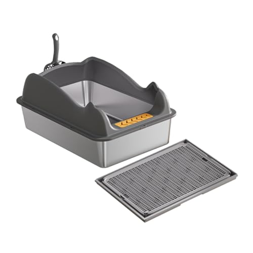 Folpus Katzentoilette mit Offenem Design für Katzen, Sandbecken für Den Innenbereich, Tiefgrau mit Matte Folpus Katzentoilette mit Offenem Design für Katzen, Sandbecken für Den Innenbereich, Tiefgrau mit Matte von Folpus