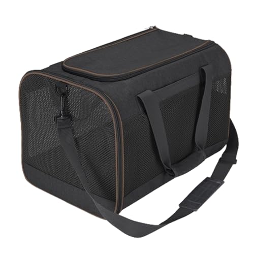 Folpus Katzentragetasche, Haustier-Reisetransporttasche, tragbare, von Fluggesellschaften zugelassene Welpentragetasche für kleine, mittelgroße Hunde, Schwarz von Folpus