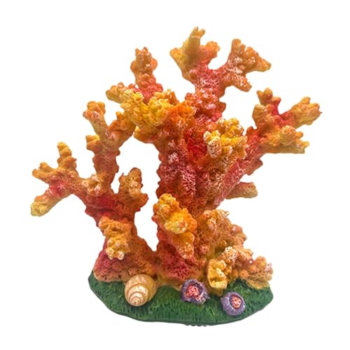 Folpus Korallenornament, Aquarium-Landschaft, Gartendekoration aus Kunstharz, vielseitig einsetzbare, lebensechte Kunstharzstatue, Aquarium-Dekoration für, Orange von Folpus