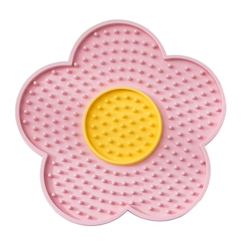 Folpus Leckmatte für Hunde und Katzen, Hunde-Slow-Feeder mit Saugnäpfen, Leckmatte zur Fellpflege, Rosa von Folpus
