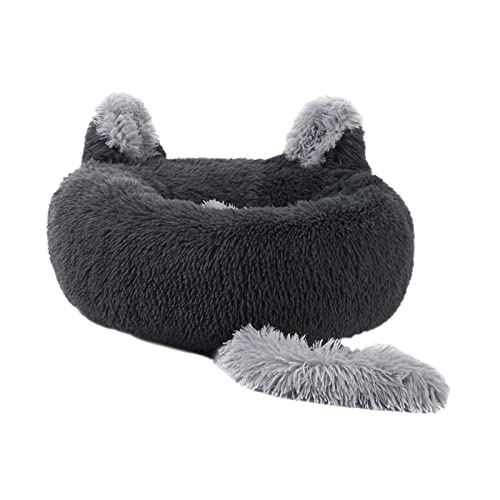 Folpus Luxuriöses Haustierbett, Wärmendes Plätzchen für Katzen, Grau 70cm von Folpus