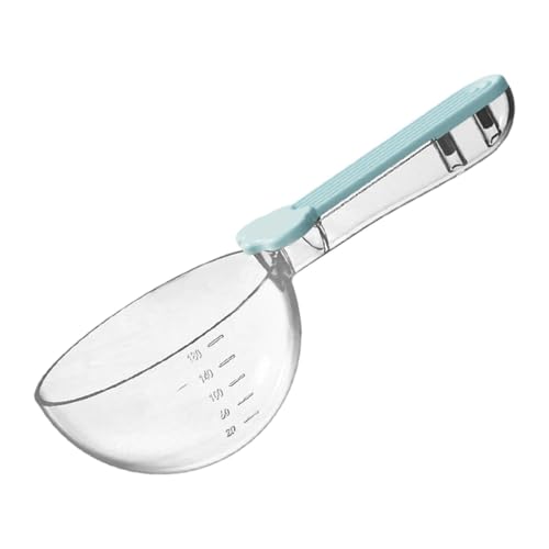 Folpus Messbecher für Katzenfutter, visuelle Messung, vielseitig verwendbar, transparentes Fütterungswerkzeug für Haustiere mit Beutelclip, Hundefutterlöffel, Blau von Folpus