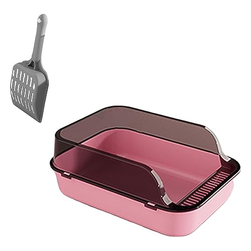 Folpus Oben offene Katzentoilette, Oben offene Haustiertoilette, halbgeschlossen, spritzwassergeschützt, Katzensandkasten, Kätzchen-Töpfchen-Toilette für, ROSA von Folpus