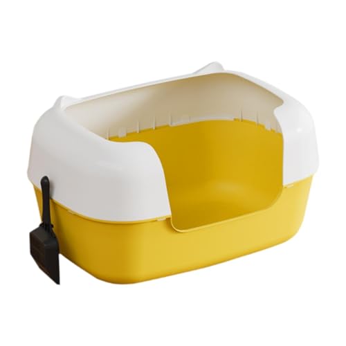 Folpus Offene Katzentoilette, halbgeschlossene Katzentoilette, Spritzschutz, Kätzchentoilette, Katzenreinigungsbecken für kleine und große Katzen, Gelb Folpus Offene Katzentoilette, halbgeschlossene Katzentoilette, Spritzschutz, Kätzchentoilette, Katzenreinigungsbecken für kleine und große Katzen, Gelb von Folpus