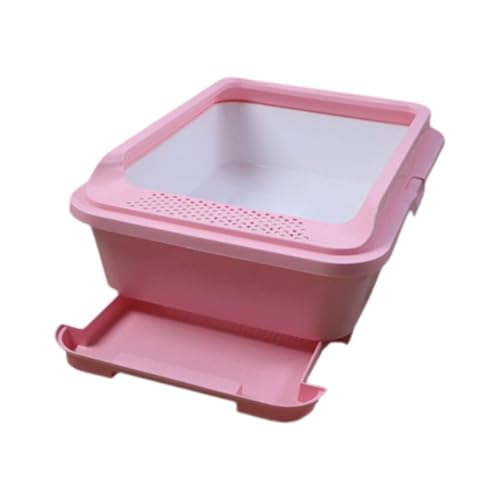 Folpus Offene Katzentoilette für Hauskatzen Katzenstreubehälter Katzentoilette mit Staubschublade, Katzentoilette Sandkasten Siebstreubecken, Rosa Folpus Offene Katzentoilette für Hauskatzen Katzenstreubehälter Katzentoilette mit Staubschublade, Katzentoilette Sandkasten Siebstreubecken, Rosa von Folpus