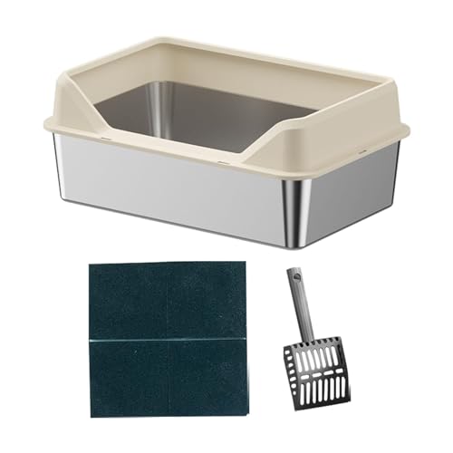 Folpus Offene Katzentoilette für Haustiere, halbgeschlossen, Tierbedarf, Katzensandkasten für Hauskatzen, tragbare Katzentoilette, Kätzchentoilette, Beige, 50x35x15cm Folpus Offene Katzentoilette für Haustiere, halbgeschlossen, Tierbedarf, Katzensandkasten für Hauskatzen, tragbare Katzentoilette, Kätzchentoilette, Beige, 50x35x15cm von Folpus