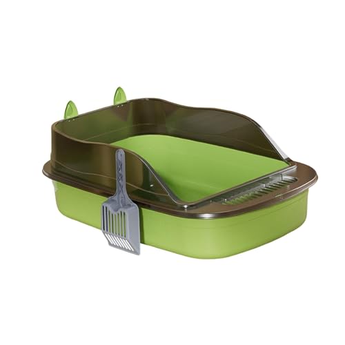 Folpus Offene Katzentoilette für Katzen im Innenbereich, Bettpfanne, spritzwassergeschützte, halbgeschlossene Katzentoilette, hochseitige Katzentoilette mit, Grün Folpus Offene Katzentoilette für Katzen im Innenbereich, Bettpfanne, spritzwassergeschützte, halbgeschlossene Katzentoilette, hochseitige Katzentoilette mit, Grün von Folpus