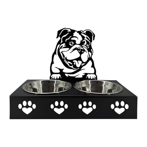 Folpus Pet Feeder Bowl, Doppelwasser- und Nahrungsschüssel, Edelstahl erhöhter Welpenfuttermittel, Haustierhundschale für Welpen, Katzen, mittlere Hunde, F von Folpus