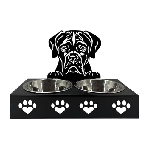 Folpus Pet Feeder Bowl, Doppelwasser- und Nahrungsschüssel, Edelstahl erhöhter Welpenfuttermittel, Haustierhundschale für Welpen, Katzen, mittlere Hunde, G von Folpus
