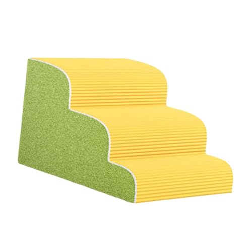 Folpus Pet Ramp Stufen Hundetreppen hohe Dichte Schwamm Hochbett Kletterstall und Nicht -Schlupfboden für ältere Hunde kleine Haustiere Katzen, Gelb Grün von Folpus