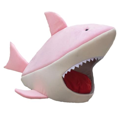 Folpus Shark Cats Cave Bed, beruhigendes Kätzchenbett, rutschfestes Katzen-/Hundenest, Haustierhaus für kleine Hunde, Welpen, kleine und mittelgroße Katzen, ROSA von Folpus