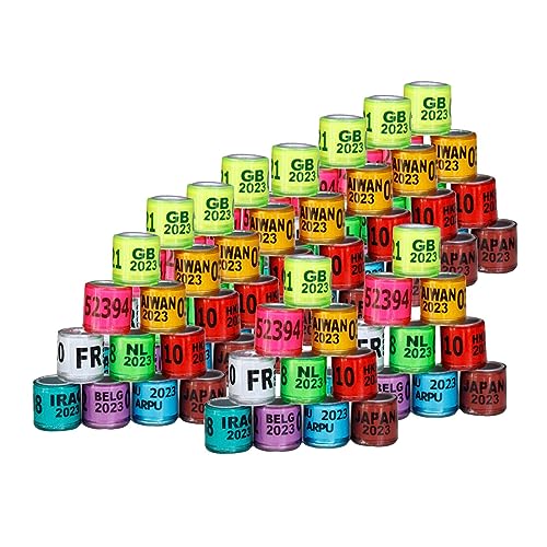 Folpus Taubenbeinringe, Taubenfußbänder, nummerierte Identifikationsvögel, tragbar, 8 mm, Taubenringe, Taubenband für Küken, Zwergfinken, Wachteln, Mehrfarbig von Folpus