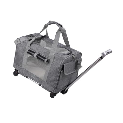 Folpus Transportbox für Haustiere mit Rädern, Rollende Welpentragetasche, Faltbare, Abnehmbare, Tragbare Reisetasche für Haustiere, mit Rädern, für, grau von Folpus