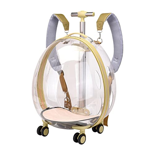 Folpus Trolley-Kasten für, Katzenrucksack, belüftete, abnehmbare Matte aus wasserabweisender Kätzchentasche, Haustierkoffer für Kaninchen, Wandern, Khaki klar von Folpus