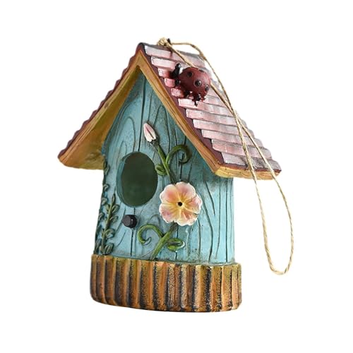 Folpus Vogelhäuschen zum Aufhängen für draußen, Vogelhütte aus Kunstharz, originelle Gartendekoration, Nest für Zaun, Bäume, Hof, Hinterhof, Terrasse, Blau Folpus Vogelhäuschen zum Aufhängen für draußen, Vogelhütte aus Kunstharz, originelle Gartendekoration, Nest für Zaun, Bäume, Hof, Hinterhof, Terrasse, Blau von Folpus