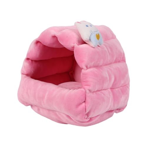 Folpus Warmes Nest für Hamster, Meerschweinchenhöhle, Bett für den Winter, niedliches Meerschweinchenhaus, kleines Haustierbett für -Mini-Igel, Rosa von Folpus