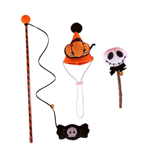 Folpus beißstab-Katzen-Kauspielzeug-Set für Hauskatzen, Katzenspielzeug, Zubehör, Zauberstäbe, Katzenspielzeug, Totenkopf-Katzenspielzeug, Halloween-Kegelhut, Kürbis Folpus beißstab-Katzen-Kauspielzeug-Set für Hauskatzen, Katzenspielzeug, Zubehör, Zauberstäbe, Katzenspielzeug, Totenkopf-Katzenspielzeug, Halloween-Kegelhut, Kürbis von Folpus