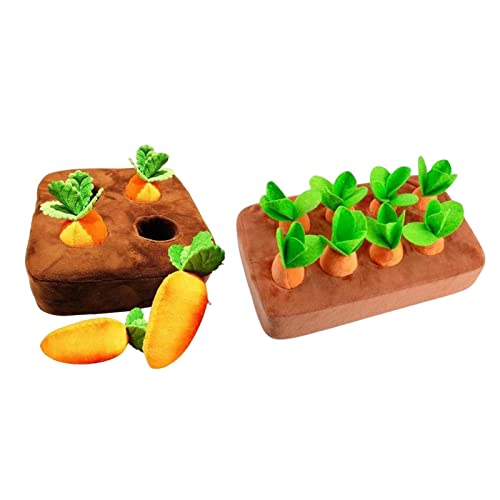 Fonowx 2 Sets Garten Karotte Plüsch Hund Enrichment Toy Dog Molar Toy IQ Training Slow Feeder, 8 Karotten, Mult von Fonowx