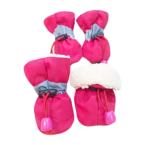 Fonowx 4 Stück Hundestiefel Überschuhe für Hunde, rutschfest, mit Reflektierendem, Leichtem Pfotenschutz Zum Laufen, Winter, Schnee, Outdoor, Heißer Gehsteig, 1 Rose Rot 3,5x2,5cm Fonowx 4 Stück Hundestiefel Überschuhe für Hunde, rutschfest, mit Reflektierendem, Leichtem Pfotenschutz Zum Laufen, Winter, Schnee, Outdoor, Heißer Gehsteig, 1 Rose Rot 3,5x2,5cm von Fonowx