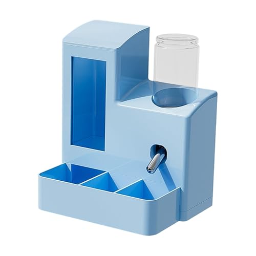 Fonowx Automatischer Hamster Futterspender, Wasserflasche, Futterspender Und Schüssel, Tragbares Zubehör, DREI in Einem, Leicht zu Reinigen, Geeignet für, Blaue 80-ml-Flasche von Fonowx