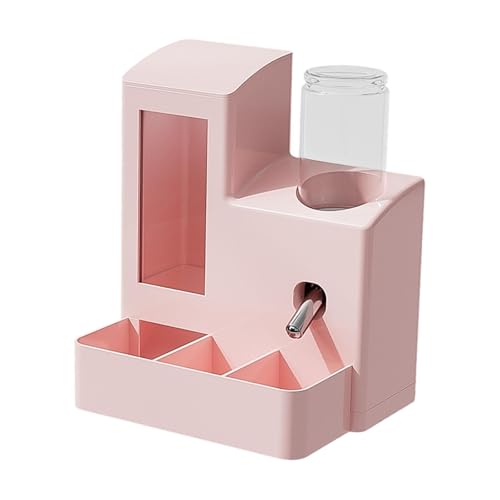 Fonowx Automatischer Hamster Futterspender, Wasserflasche, Futterspender Und Schüssel, Tragbares Zubehör, DREI in Einem, Leicht zu Reinigen, Geeignet für, Rosa 80ml Flasche von Fonowx