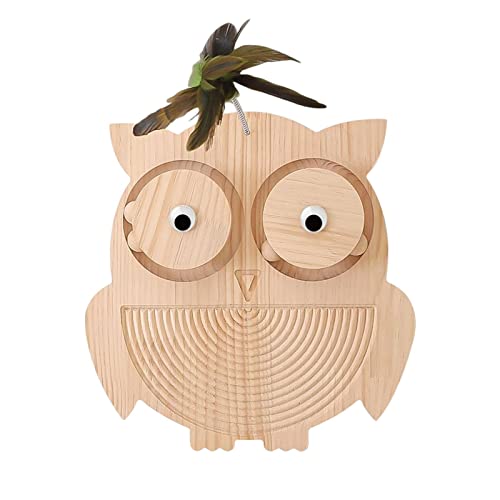 Fonowx Cat Scratcher Tragbares Aktivitätszentrum Teaser Interaktives Spielzeug Langlebig Leichtes Katzenkratzbrett Schutzmöbel für Katzen Kätzchen, Owl von Fonowx