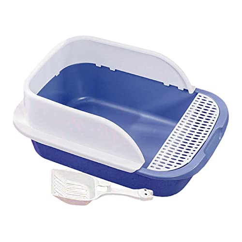 Fonowx Gerahmte Katzentoilette mit Staubschutz Leicht zu Reinigen Hohe Katzentoilette mit Scooper Katzentoilette Katzentoilette Katzentoilette, Blau, Gross von Fonowx