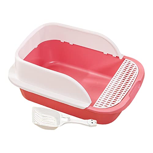 Fonowx Gerahmte Katzentoilette mit Staubschutz Leicht zu Reinigen Hohe Katzentoilette mit Scooper Katzentoilette Katzentoilette Katzentoilette, ROSA, Gross von Fonowx