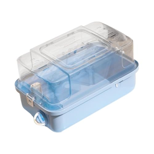 Fonowx Hamsterkäfig mit Wasserbehälter, Transportbox für Kleintiere, Lebensraum für Mäuse Und Meerschweinchen, Blau von Fonowx