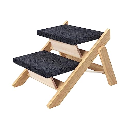 Fonowx Haustiertreppe aus Holz, Hunderampe, zusammenklappbare Hundetreppe für Bett, Couch, Wohnmobil, Auto, SUV, 2 Schritte von Fonowx