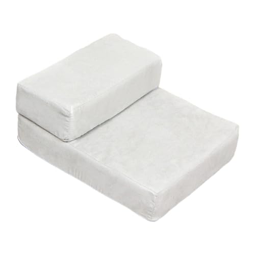 Fonowx Hundeleiter mit Waschbarem Bezug, Weich Und Bequem, Ideal für Hohe Betten Und Sofas, Ideal für Kleine Hunde, Hellgrau von Fonowx