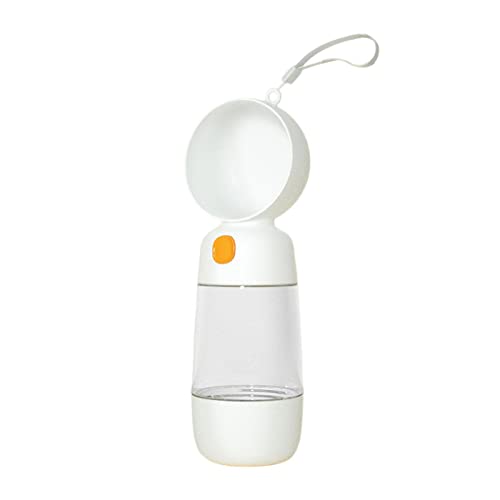 Fonowx Hundewasserflasche, Hundewassernapf, Leichter, auslaufsicherer Welpen-Wasserspender, Trinknäpfe mit Futterbehälter für Camping, Reisen, Outdoor, Weiß 400 ml + 185 ml von Fonowx