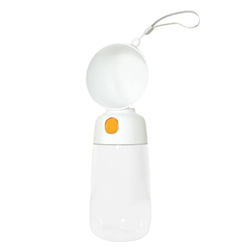 Fonowx Hundewasserflasche, Hundewassernapf, Leichter, auslaufsicherer Welpen-Wasserspender, Trinknäpfe mit Futterbehälter für Camping, Reisen, Outdoor, Weiß 565 ml von Fonowx