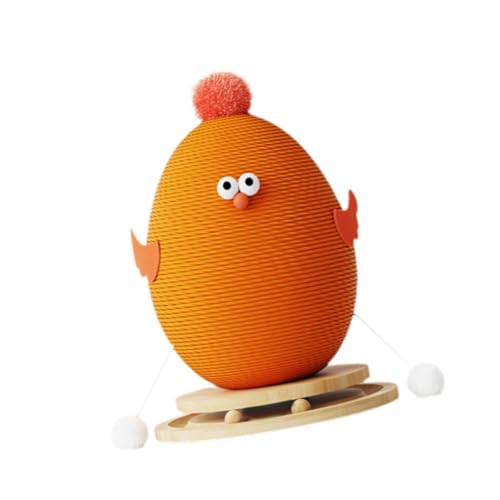 Fonowx Katzenkratzbaum, Kratzspielzeug, Grind Claw, Haustierspielzeug, Grinding Paws Post, Kratzstange mit Basis Zum Spielen, Klettertraining, Orange von Fonowx