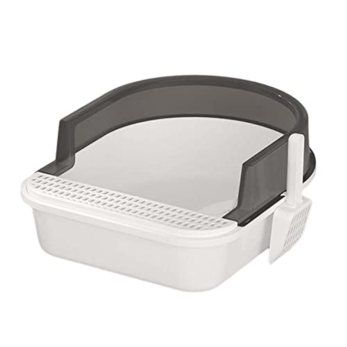 Fonowx Katzentoilette Bruchsichere Katzentoilette Tragbare Hochseitige Halbgeschlossene Bettpfanne Katzentoilette Behälter für Alle Arten von Katzentoiletten, Schwarz, l von Fonowx