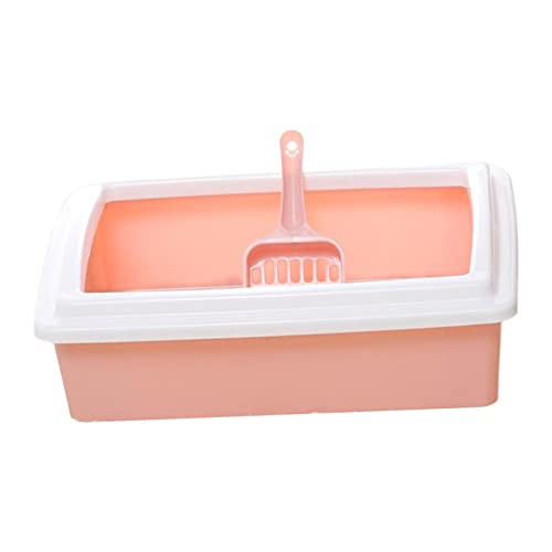 Fonowx Katzentoilette Katzentoilette Haustiertoilette mit Schaufel, Oben Offene Katzentoilette, Hohe Seite, Leicht zu Reinigendes Kitty Häschen für Kleine Un, ROSA von Fonowx