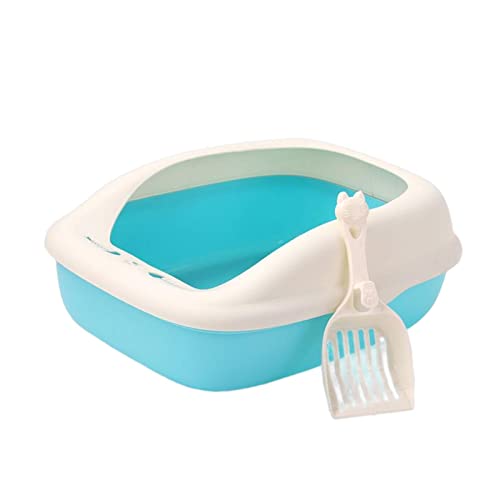 Fonowx Katzentoilette mit Hohen Seiten Spritzwassergeschützte Katzentoilette Halbgeschlossene Katzentoilette Bettpfanne für Kleintiere Leicht zu Reinigen, Blau Fonowx Katzentoilette mit Hohen Seiten Spritzwassergeschützte Katzentoilette Halbgeschlossene Katzentoilette Bettpfanne für Kleintiere Leicht zu Reinigen, Blau von Fonowx