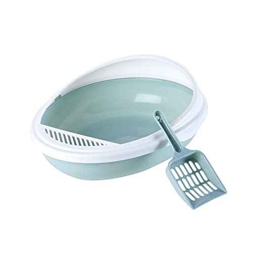 Fonowx Katzentoiletten für Hauskatzen, offene Katzentoilette mit Schaufel, 16 x 10 x 3,5 Zoll, Blau von Fonowx