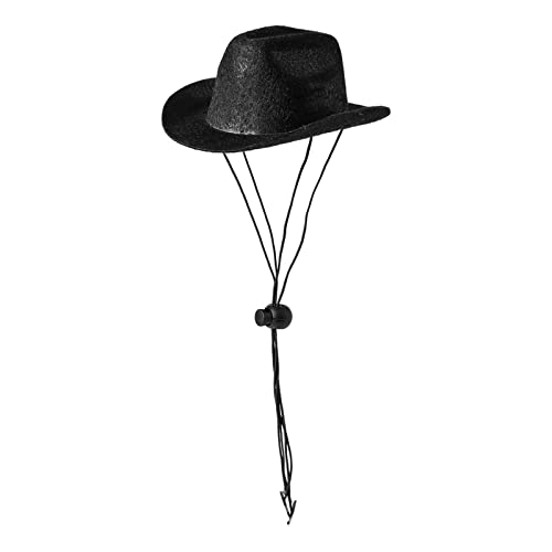 Fonowx Modische Haustier Cowboyhut Kopfbedeckung mit Verstellbarem Kinnriemen, Schwarz von Fonowx