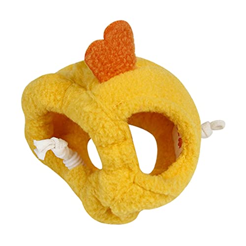 Fonowx Niedlicher Hamsterhut, Kleine Cosplay Kopfbedeckung, Weiche Plüsch Kopfbedeckung, Verstellbare Kleintierhüte für Eichhörnchen, Ratten Und Reptilien, GELB, S von Fonowx