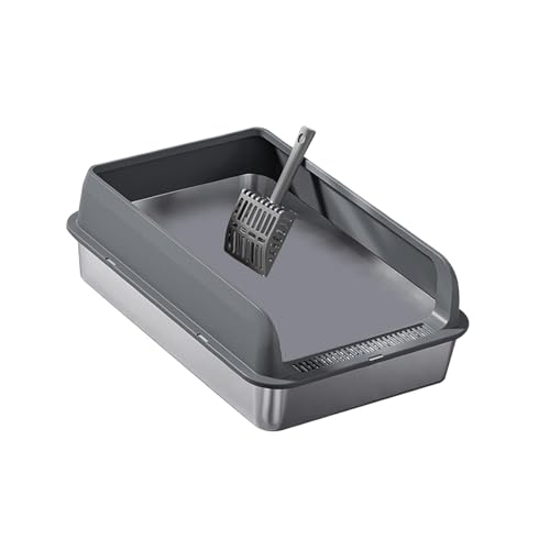 Fonowx Offene Katzentoilette mit Offenem Deckel, Anti Open Top Haustierbedarf, Katzenbettpfanne, Katzensandkasten, Katzentoilette, Abgesenkte Vorderseite, Dunkelgrau und M Fonowx Offene Katzentoilette mit Offenem Deckel, Anti Open Top Haustierbedarf, Katzenbettpfanne, Katzensandkasten, Katzentoilette, Abgesenkte Vorderseite, Dunkelgrau und M von Fonowx