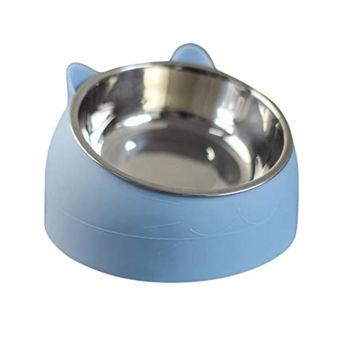 Fonowx Pet Feeder Erhöhter Futternapf Pet Supplies Water Food Feeder Single Drinking Bowl für Katzen, Hunde, Innenräume, Katzen, Kleine Hunde, Welpen, Kätzch, Blau von Fonowx