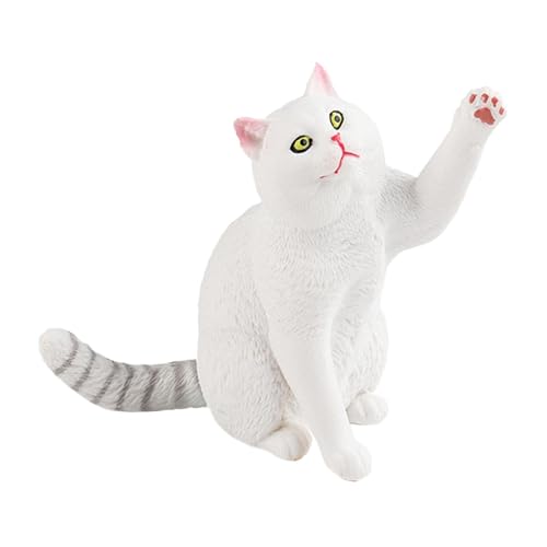 Fonowx Simulationskatzenmodellfigur, Desktop-Dekoration, Kuchendekoration, Desktop-Dekorationsspielzeug für Kinder im Alter von 5 6 7 8 Jahren, Weiß von Fonowx