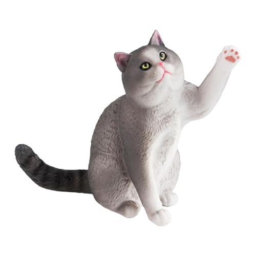Fonowx Simulationskatzenmodellfigur, Desktop-Dekoration, Kuchendekoration, Desktop-Dekorationsspielzeug für Kinder im Alter von 5 6 7 8 Jahren, grau von Fonowx